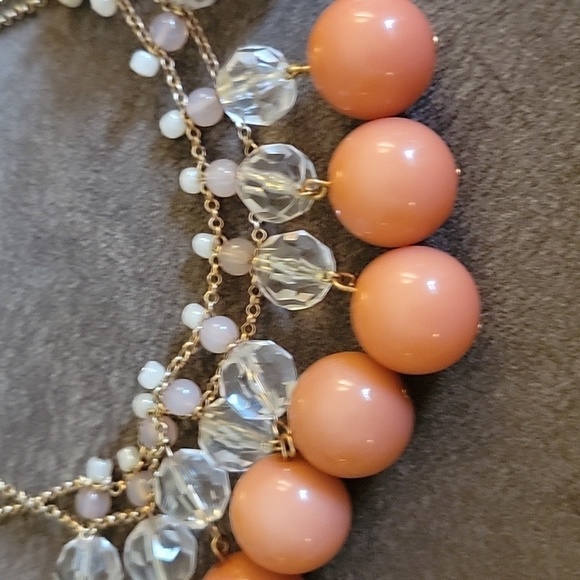 VTG ETC! Bauble Beaded Double Chain Plastron Bib Punk Statement Necklace - Picture 3 of 6